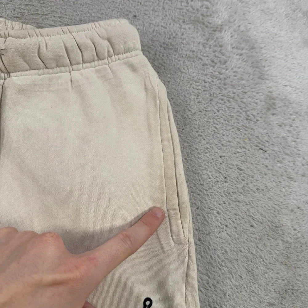 Air Jordan Joggers Mens Small Cream Fleece Jumpman Drawstring Gym Sweatpants